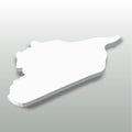 Syria - white 3D silhouette map of country area with dropped shadow on grey background. Simple flat vector illustration