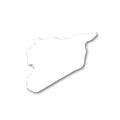 Syria - white 3D silhouette map of country area with dropped shadow on white background. Simple flat vector illustration