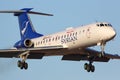 Syrian Air Tupolev Tu-134 landing at Vnukovo international airport. Royalty Free Stock Photo