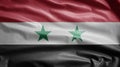 Syrian flag waving in the wind. Close up of Syria banner blowing soft silk