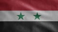 Syrian flag waving in the wind. Close up of Syria banner blowing soft silk