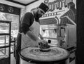 A Syrian Man Making Kunafeh in a Rstaurant in Nepal Royalty Free Stock Photo
