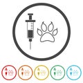 Syringe animal icon. Set icons in color circle buttons