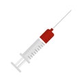 Syringe blood virus icon, flat style