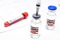 Syringe collecting monkeypox vaccine, contagious disease, pharmaceutical industry