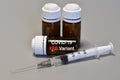 Syringe with Covid-19 vaccine against the XBB Variant. Fight against virus Covid-19 Coronavirus, Vaccination and immunization