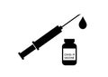 Injection shot with drug drop and medicine bottle.