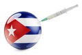 Syringe with Cuban flag. Vaccination in Cuba concept, 3D rendering