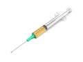 Syringe with dose of cure. 3D illustration.