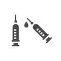 Syringe with drop of blood black vector icon Royalty Free Stock Photo