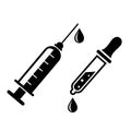 Syringe and dropper medical icon