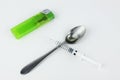 Syringe, drugs and illegal substances