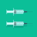 Syringe empty vector illustration, flat cartoon medical vaccine needle icon set, squirt isolated clipart Royalty Free Stock Photo