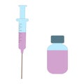 Syringe filled with medicine and vaccine on an isolated background