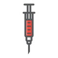 Syringe filled outline icon, medicine