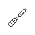 Syringe filling icon from injection vial. Simple isolated image, linear vector on a pure white background.