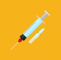 Syringe flat. Health care