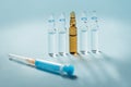 Syringe with glass medical ampoule vials