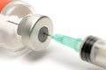 Syringe in a Glass Vial Preparing an Injection Royalty Free Stock Photo