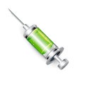 Syringe with green liquid isolated on white