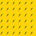 Syringe with green liquid on a yellow background seamless pattern. Royalty Free Stock Photo