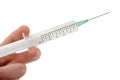 Syringe in hand close-up