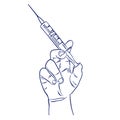 Syringe in hand for injection