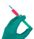 Syringe in hand medical glove medicine Royalty Free Stock Photo