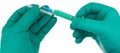 Syringe in hand medical glove medicine Royalty Free Stock Photo