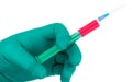 Syringe in hand medical glove medicine Royalty Free Stock Photo