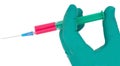 Syringe in hand medical glove medicine Royalty Free Stock Photo