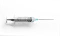 Syringe with hypodermic needle isolated on white background. 3d Rendering.