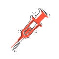 Syringe icon in comic style. Inject needle cartoon vector illustration on white isolated background. Drug dose splash effect Royalty Free Stock Photo