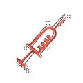 Syringe icon in comic style. Inject needle cartoon vector illustration on white isolated background. Drug dose splash effect Royalty Free Stock Photo