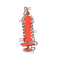 Syringe icon in comic style. Inject needle cartoon vector illustration on white isolated background. Drug dose splash effect Royalty Free Stock Photo