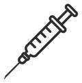 Syringe icon. Medical needle for injection and vaccine