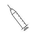 Syringe icon. Medicine element. Injection instrument. Outline symbol. Health care. Vector illustration. Stock image. Royalty Free Stock Photo