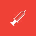 Syringe Icon On Red Background. Red Flat Style Vector Illustration Royalty Free Stock Photo