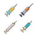 Syringe icon set, cartoon style