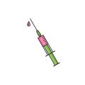 Syringe illustration flat line icon single isolated injection needle sign Royalty Free Stock Photo
