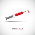 Syringe for injection and blood draw with needle and blood drop Royalty Free Stock Photo