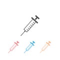 Syringe Injection Icon Set. Plastic medical syringe needle.