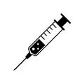 Syringe, injection icon vector, filled flat sign, solid pictogram isolated on white. Symbol, logo illustration. Pixel perfect. Royalty Free Stock Photo