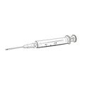 Syringe for injection. Linear vector drawing by hand. Royalty Free Stock Photo