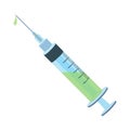 Syringe for injection. syringe with therapeutic vaccine, bottle of medicines. Vector illustration isolated.