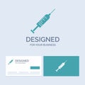 syringe, injection, vaccine, needle, shot Business Logo Glyph Icon Symbol for your business. Turquoise Business Cards with Brand Royalty Free Stock Photo