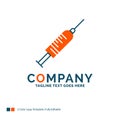 syringe, injection, vaccine, needle, shot Logo Design. Blue and
