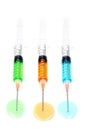 Syringe injection on white background