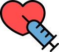 Syringe Injector Heart icon design on white