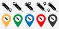 Syringe, injector, squirt, gun, hypodermic icon in location set. Simple glyph, flat illustration element of medicine theme icons